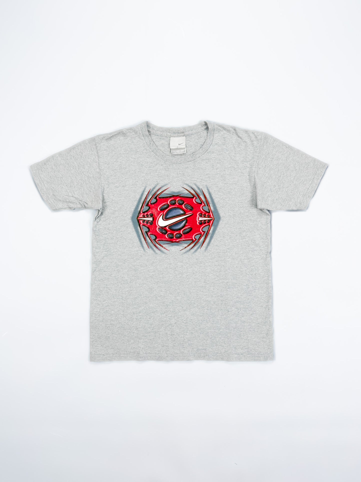 Nike Late 90's Graphic Printed T-shirt - Grey & Red - Size: XS / Small