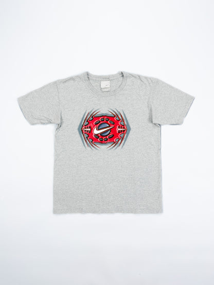 Nike Late 90's Graphic Printed T-shirt - Grey & Red - Size: XS / Small