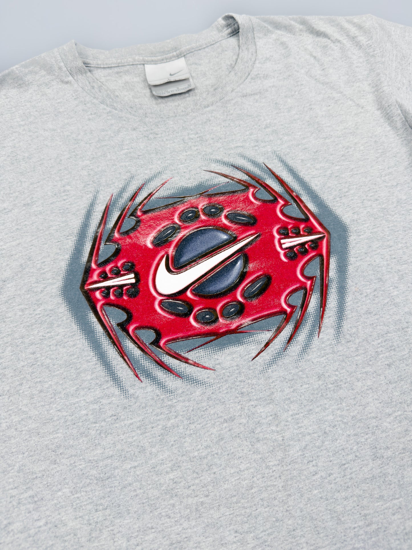 Nike Late 90's Graphic Printed T-shirt - Grey & Red - Size: XS / Small
