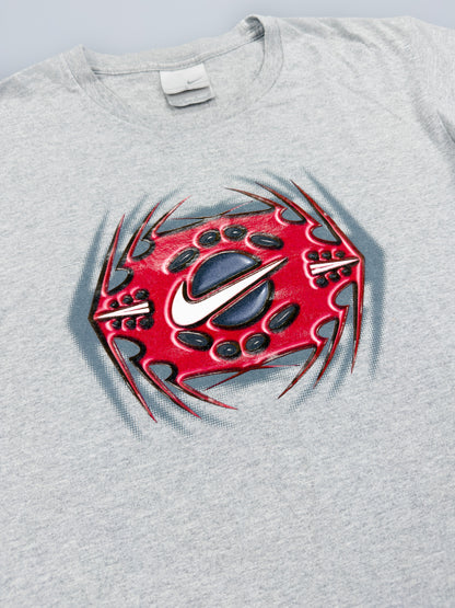 Nike Late 90's Graphic Printed T-shirt - Grey & Red - Size: XS / Small