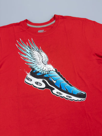 Nike Air Max Plus Tuned Tn Early 2000's Graphic Printed T-shirt - Red - Size: Medium