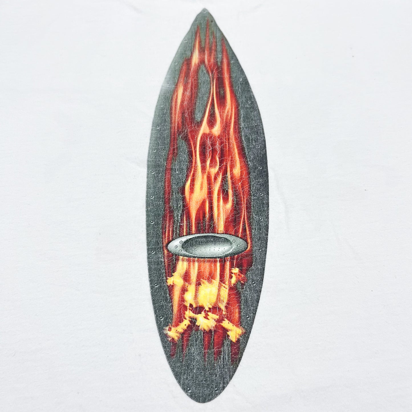 Oakley Early 2000's Flame Skull Surfboard T-shirt - Size: Medium