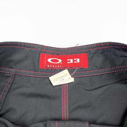 Oakley Early 2000's Flame Skull Ellipse Black Board Shorts - Size: 33"