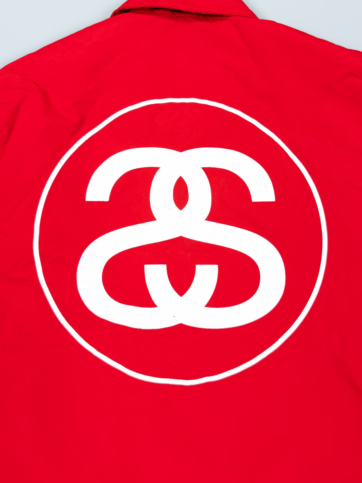 Stüssy SS Link Quilted Coach Jacket - Red / White / Gold - Size: Small