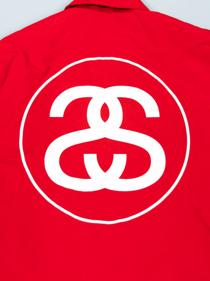 Stüssy SS Link Quilted Coach Jacket - Red / White / Gold - Size: Small