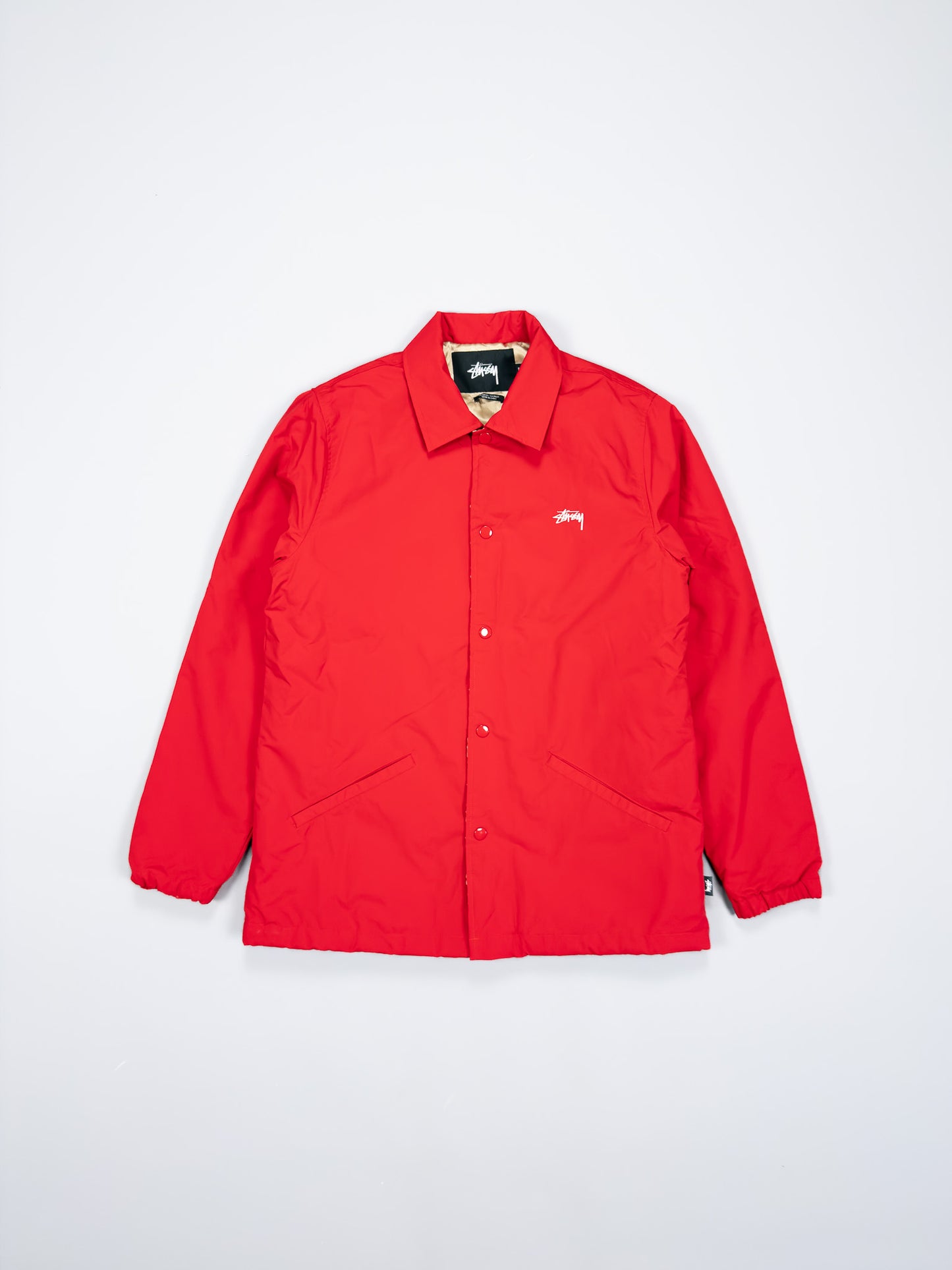 Stüssy SS Link Quilted Coach Jacket - Red / White / Gold - Size: Small