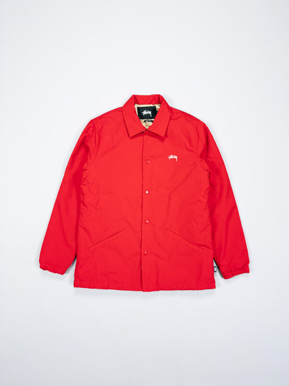 Stüssy SS Link Quilted Coach Jacket - Red / White / Gold - Size: Small