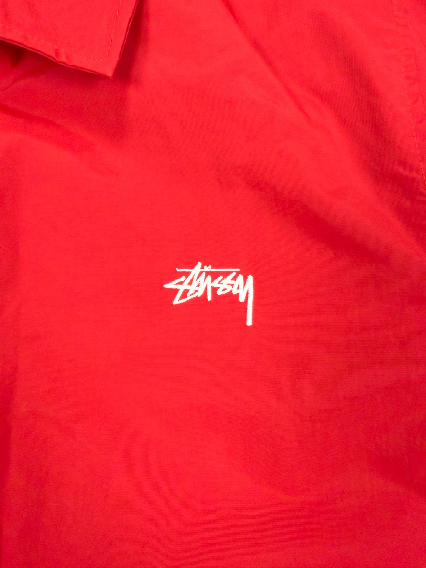 Stüssy SS Link Quilted Coach Jacket - Red / White / Gold - Size: Small