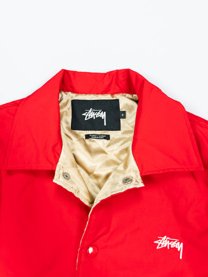Stüssy SS Link Quilted Coach Jacket - Red / White / Gold - Size: Small