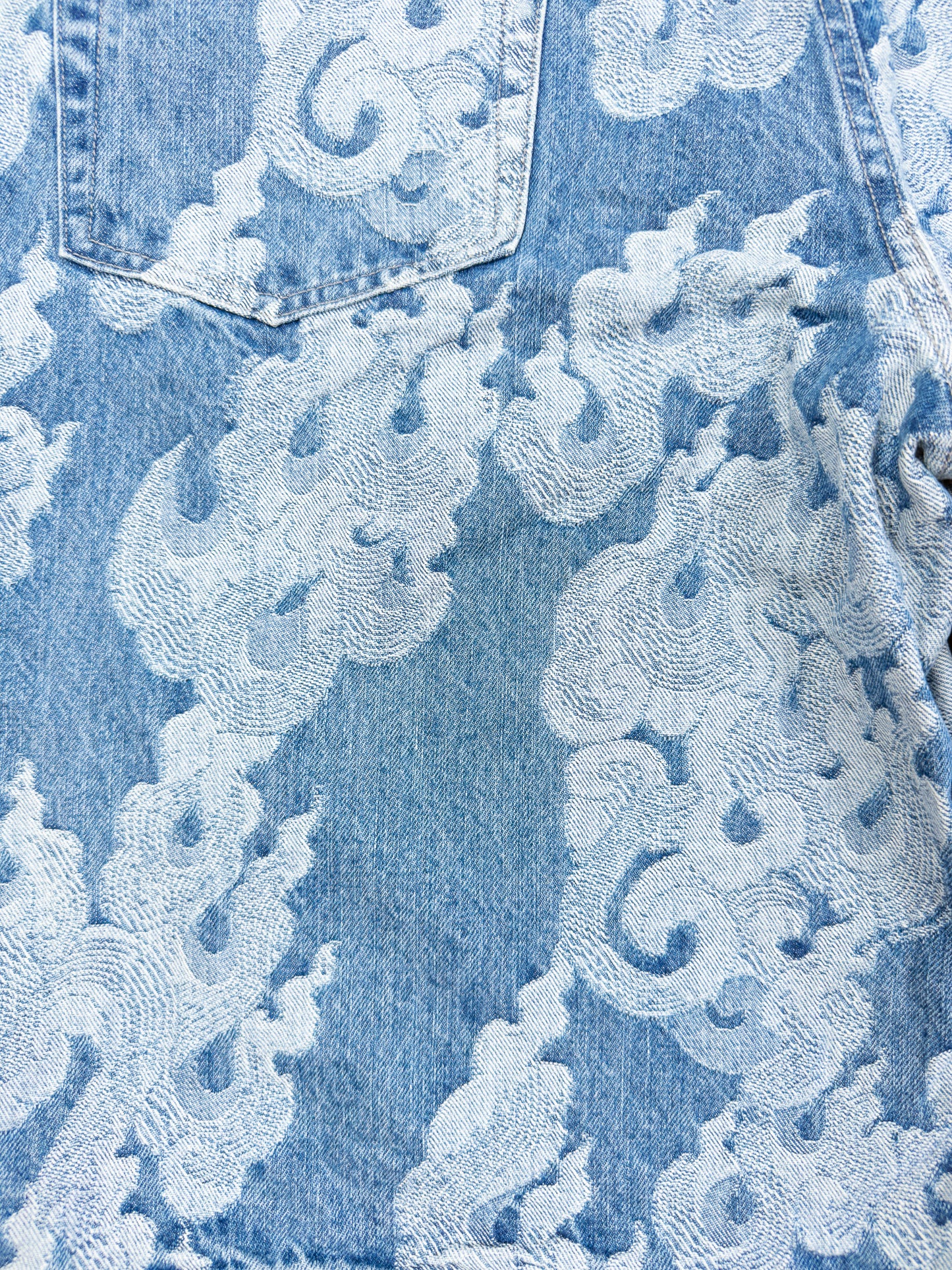 Supreme Jacquard Flames Baggy Denim Shorts - Blue - Size: 34"