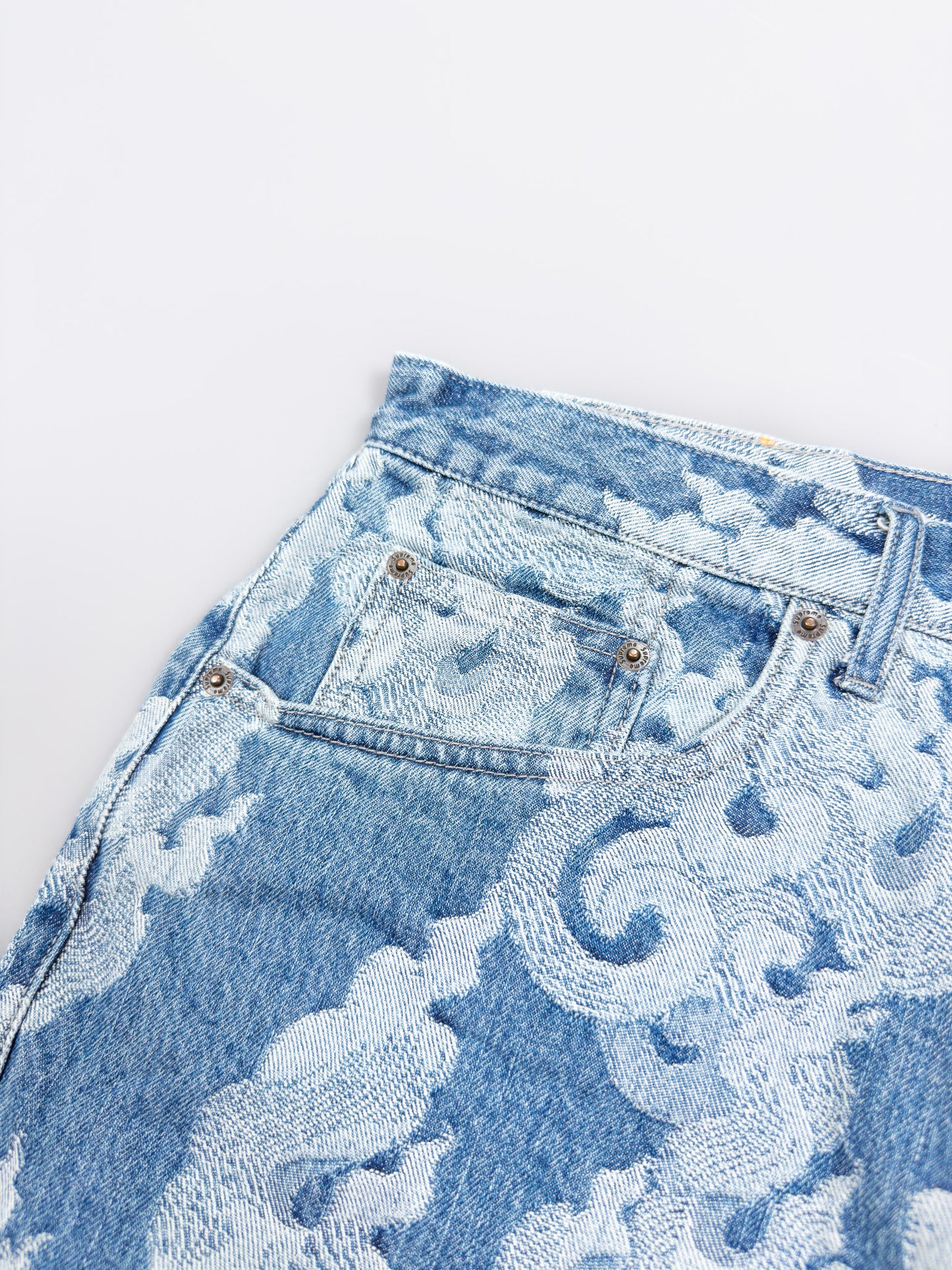 Supreme Jacquard Flames Baggy Denim Shorts - Blue - Size: 34"