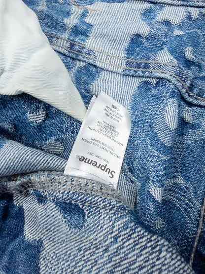 Supreme Jacquard Flames Baggy Denim Shorts - Blue - Size: 34"