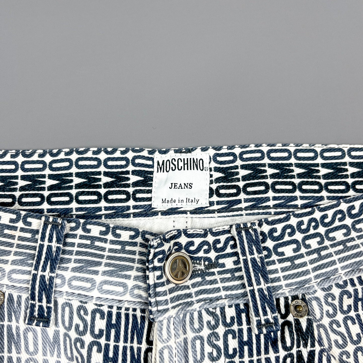 Moschino Fade Repeat Spellout Jeans - Size: 32"