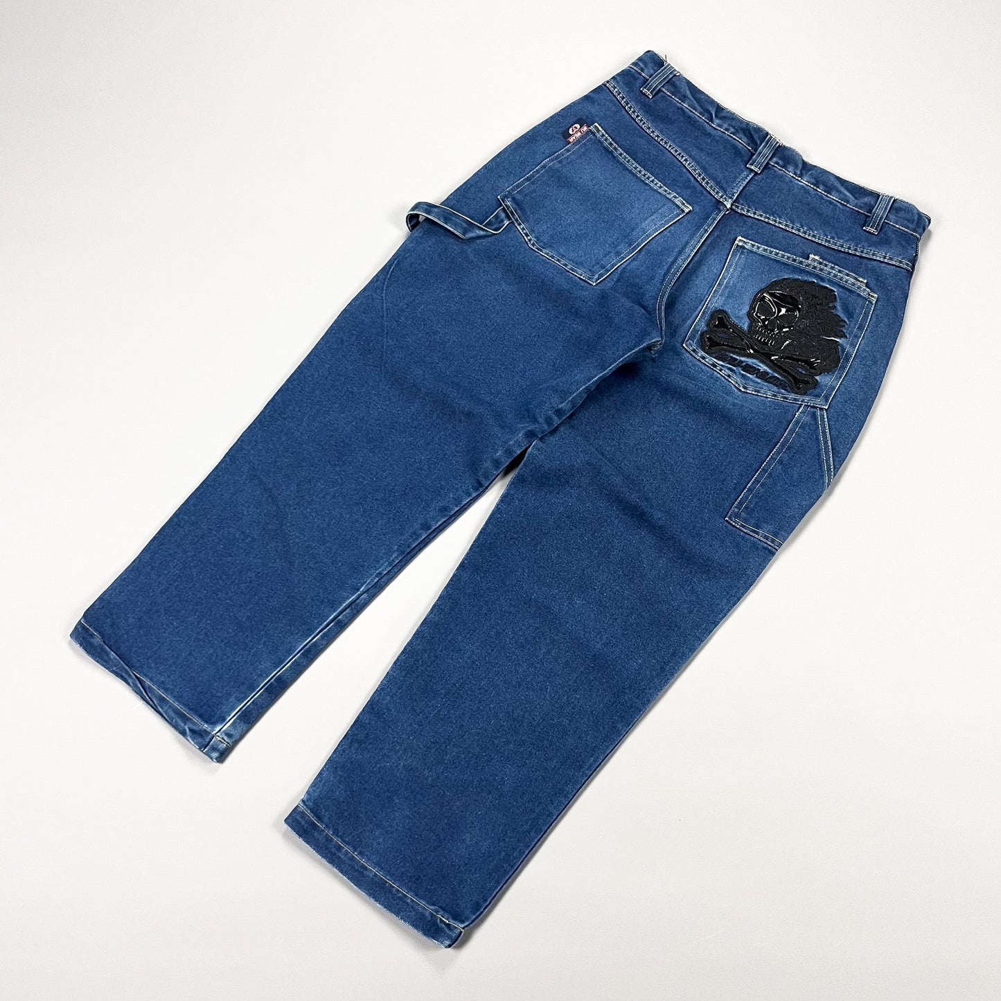 Wu Wear Wu Tang 'Ghost Rider' Flaming Skull Denim Carpenter Jeans - Size: 32"