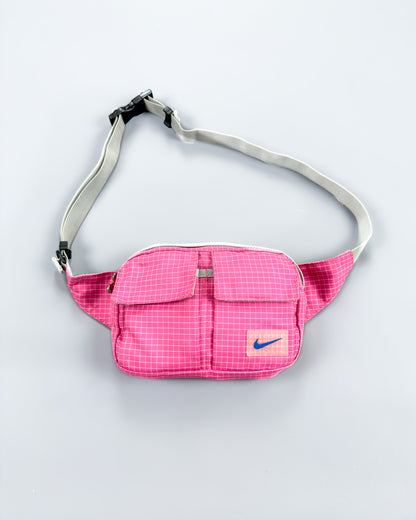 Nike x Maruem Early 2000's Vintage Rip-Stop Sling / Side / Cross Body Bag - Pink/Grey/Blue
