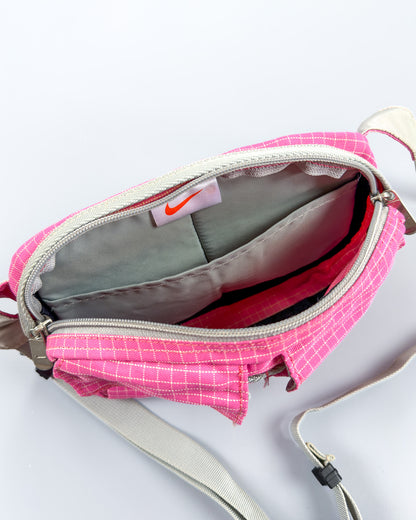 Nike x Maruem Early 2000's Vintage Rip-Stop Sling / Side / Cross Body Bag - Pink/Grey/Blue