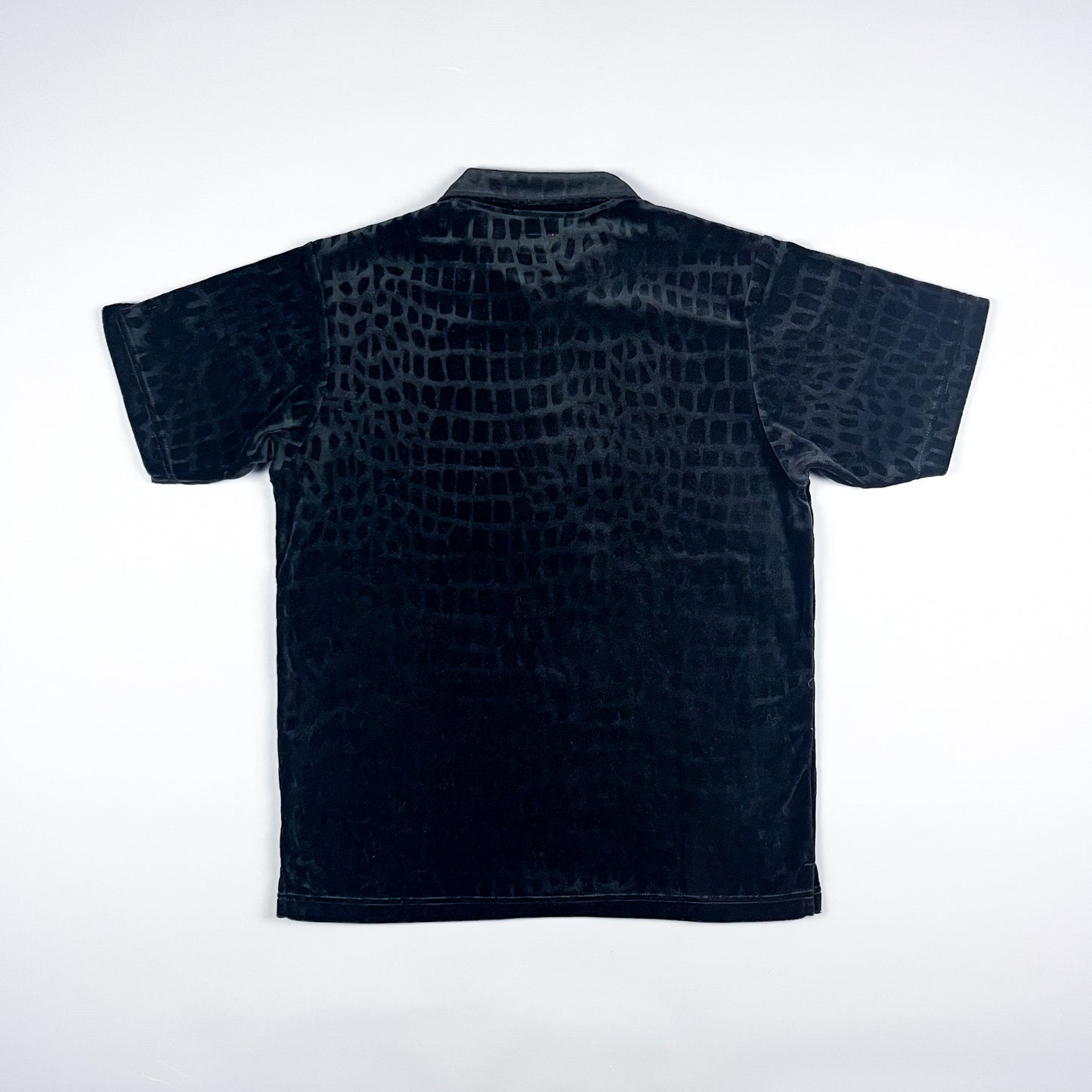 Supreme Crocodile Pattern Velour Polo Shirt - Size: Medium