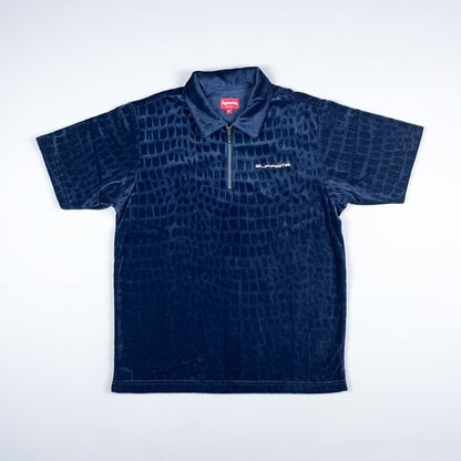 Supreme Crocodile Pattern Velour Polo Shirt - Size: Medium