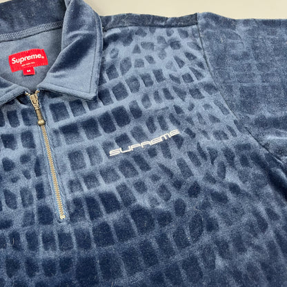 Supreme Crocodile Pattern Velour Polo Shirt - Size: Medium