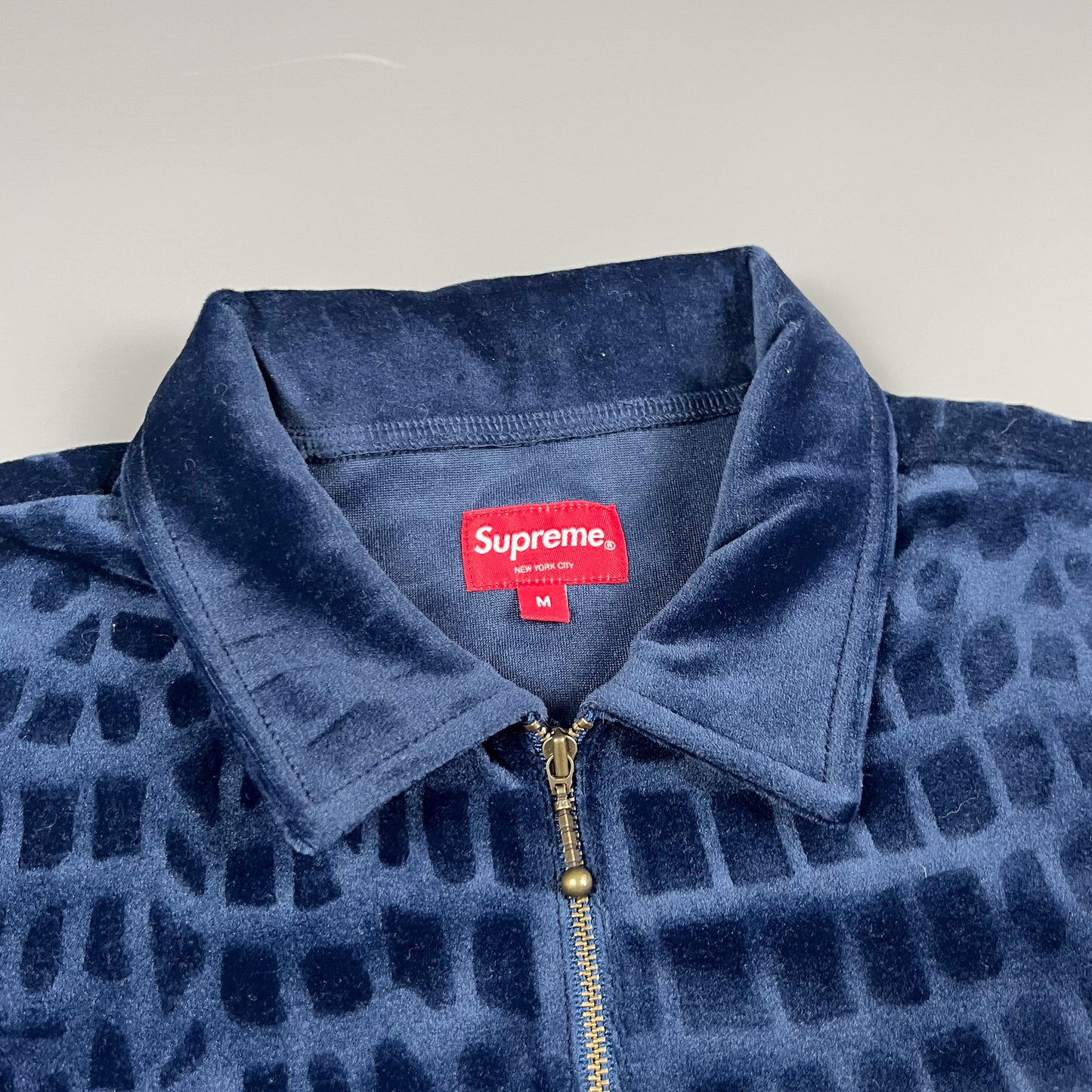 Supreme Crocodile Pattern Velour Polo Shirt - Size: Medium