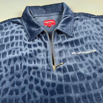 Supreme Crocodile Pattern Velour Polo Shirt - Size: Medium