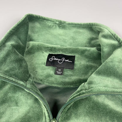 Sean John Script Logo Green Velour Tracksuit - Size: Medium