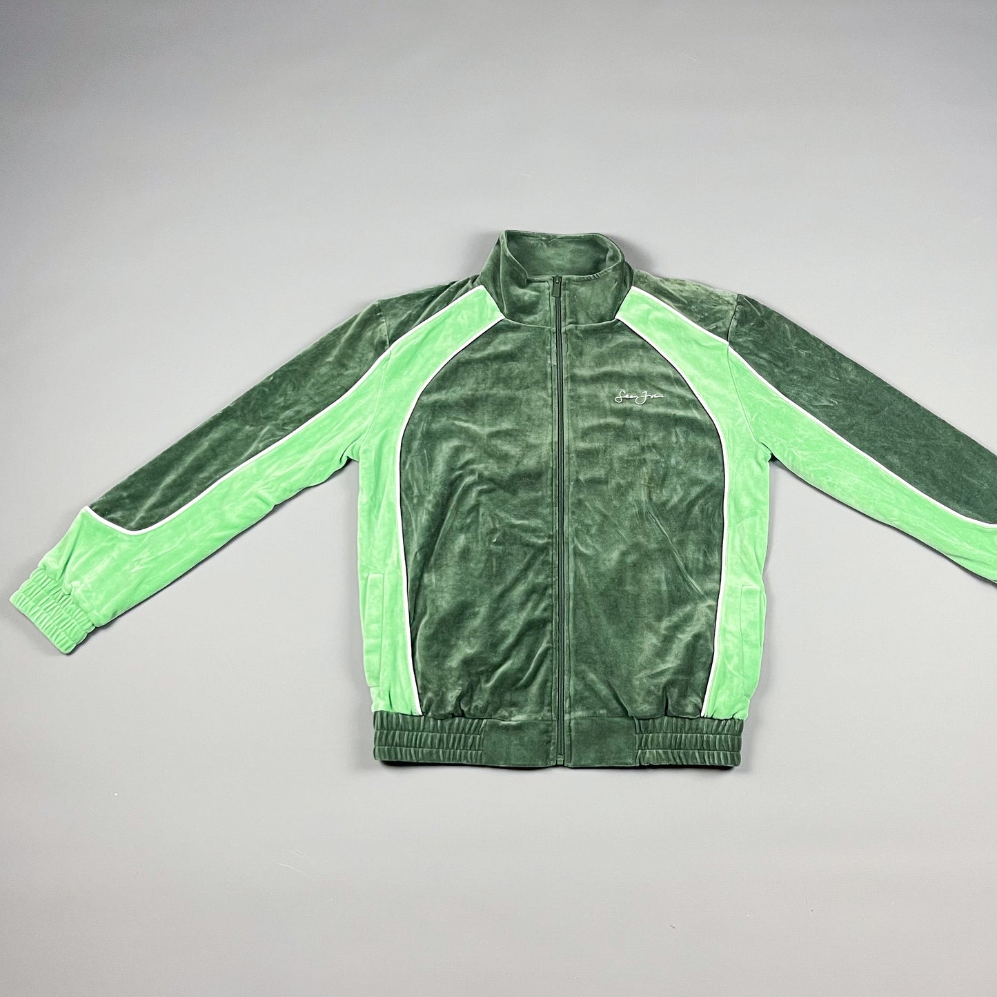 Sean John Script Logo Green Velour Tracksuit - Size: Medium