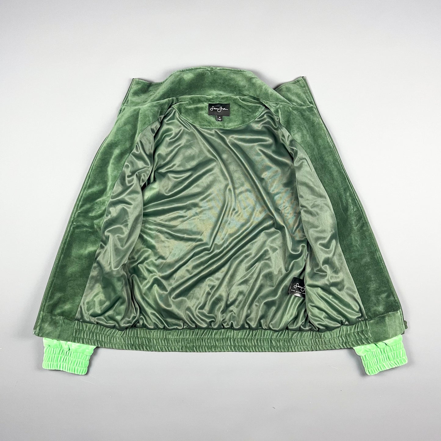 Sean John Script Logo Green Velour Tracksuit - Size: Medium