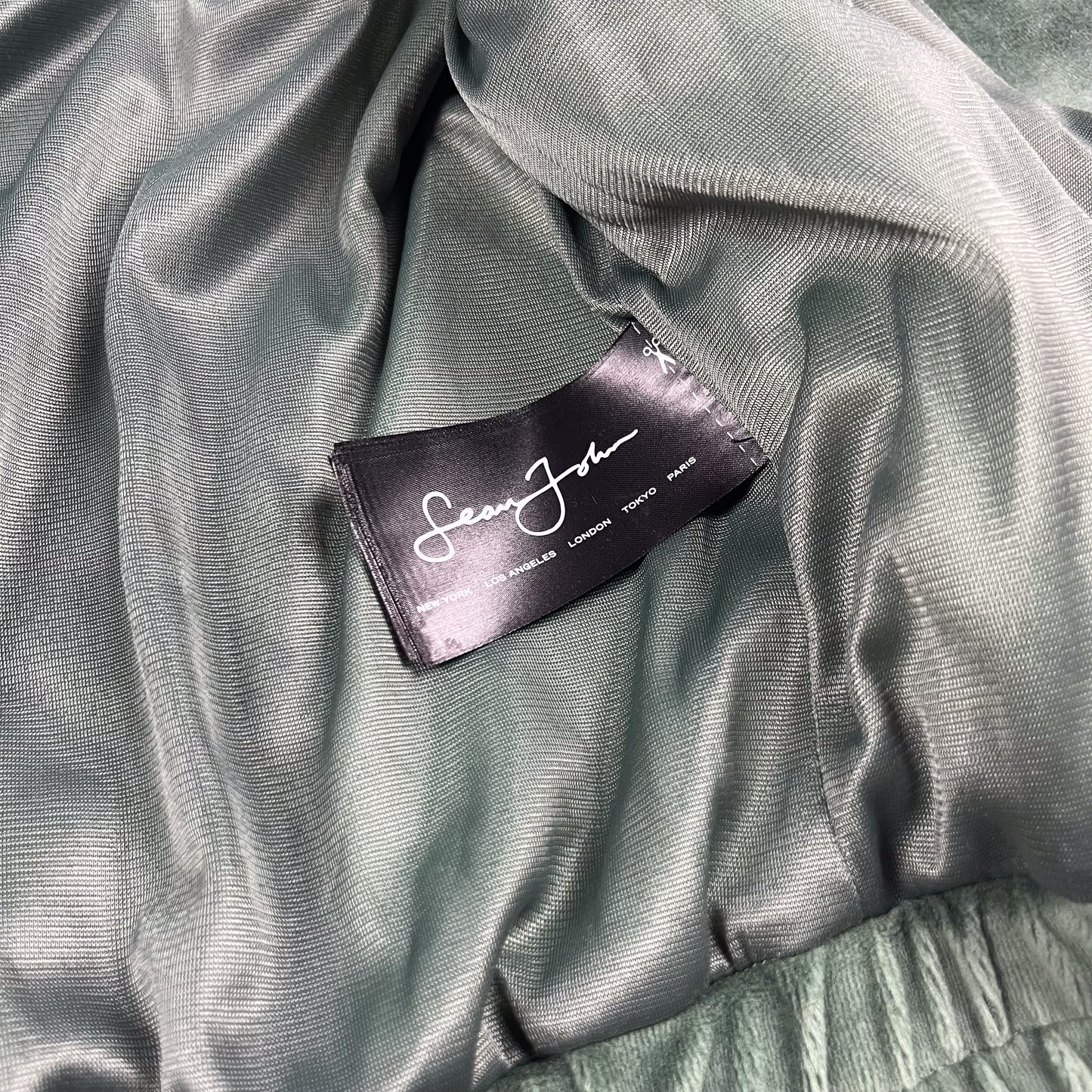 Sean John Script Logo Green Velour Tracksuit - Size: Medium