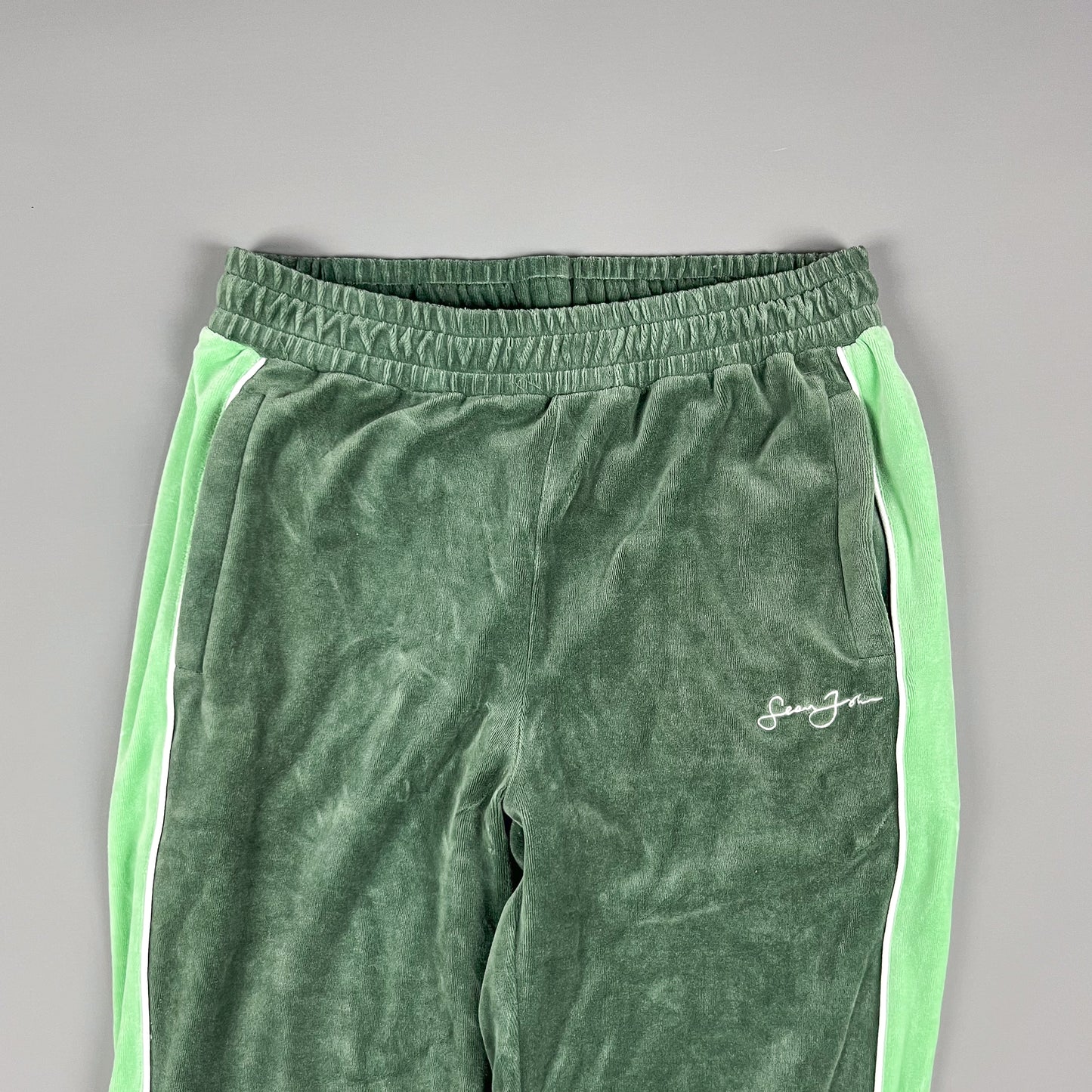 Sean John Script Logo Green Velour Tracksuit - Size: Medium