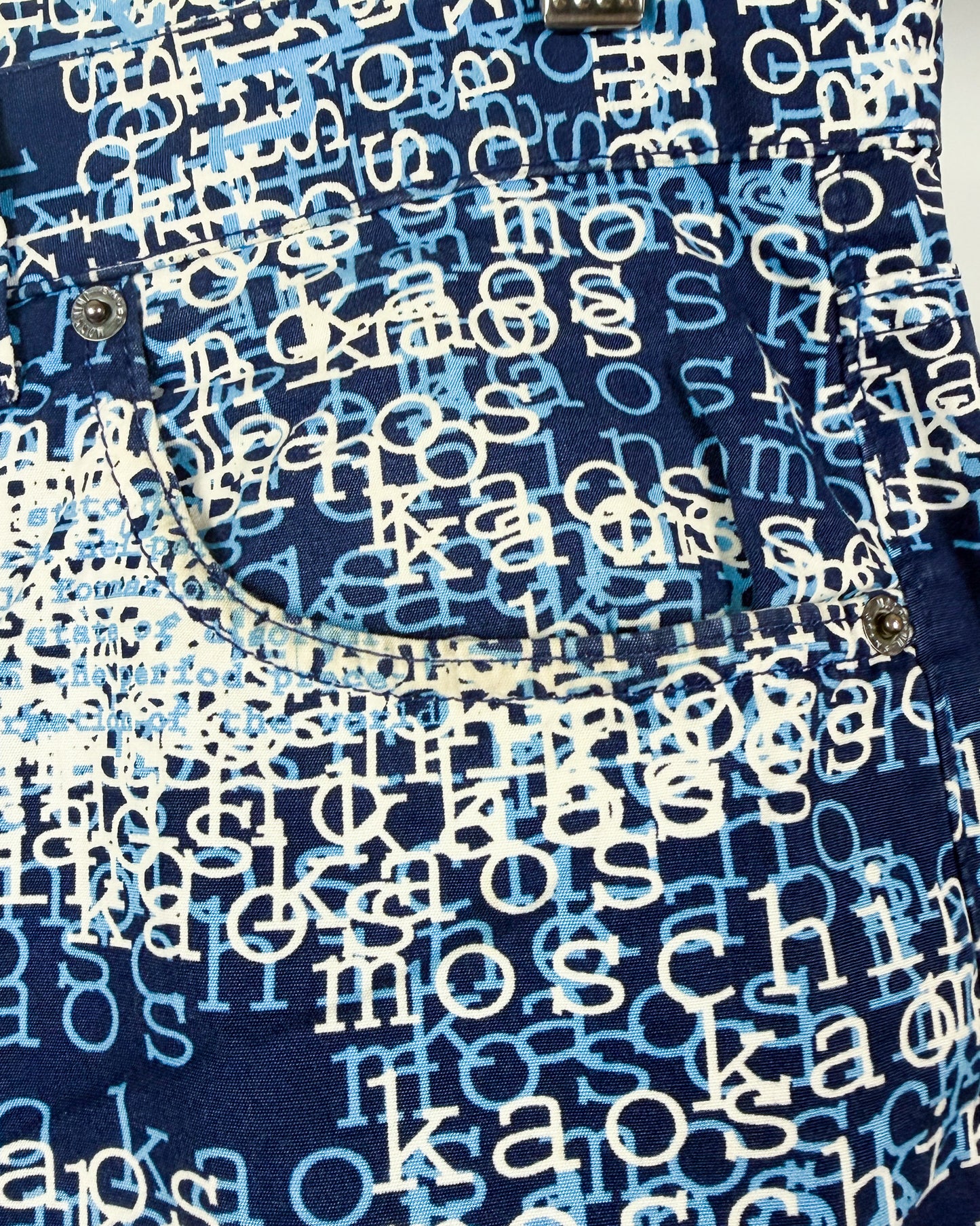 Moschino Jeans 'Kaos' Print Jeans - Size: 34” - Early 2000s - Vintage