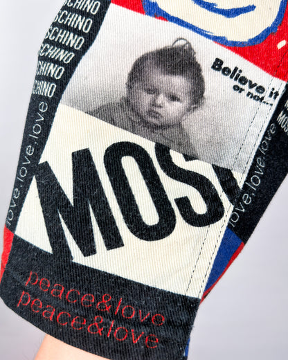 Moschino Jeans 'Peace & Love' Print Jeans - Size: 32" - 90s - Vintage