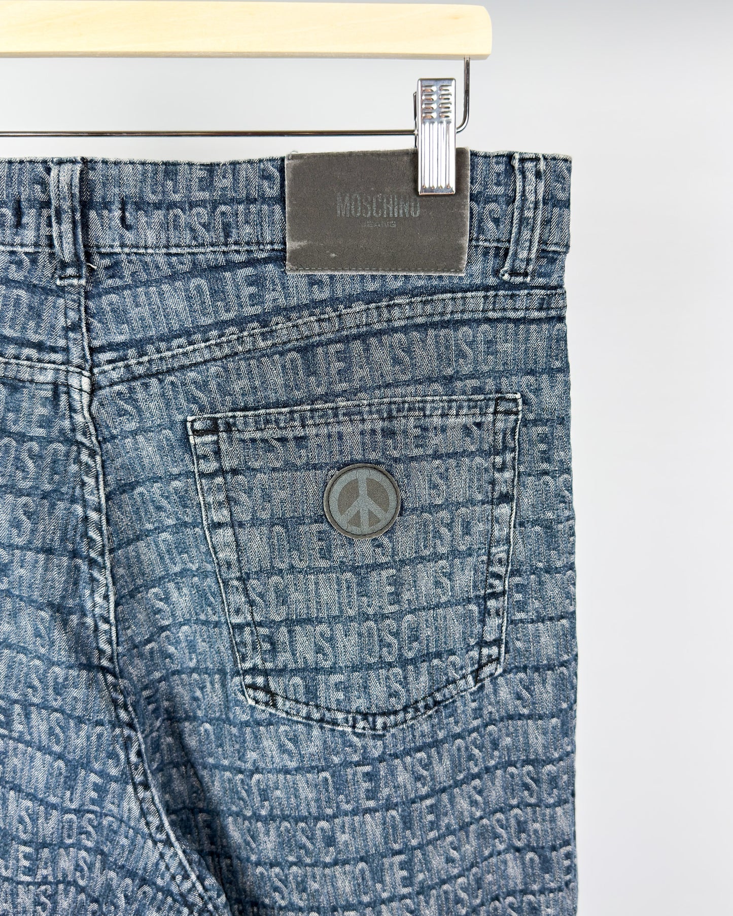 Moschino Jeans Spellout Jacquard Jeans - Size: 34" - Early 2000s - Vintage