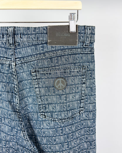 Moschino Jeans Spellout Jacquard Jeans - Size: 34" - Early 2000s - Vintage