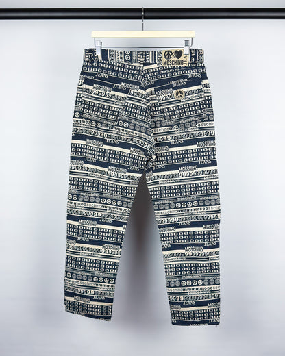 Moschino Jeans Jacquard All-over Jeans - Size: Tagged 34" - 90s - Vintage