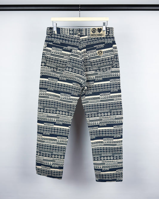 Moschino Jeans Jacquard All-over Jeans - Size: Tagged 34" - 90s - Vintage