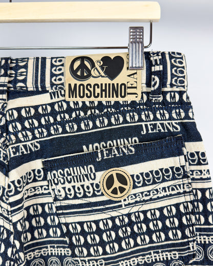 Moschino Jeans Jacquard All-over Jeans - Size: Tagged 34" - 90s - Vintage