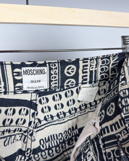 Moschino Jeans Jacquard All-over Jeans - Size: Tagged 34" - 90s - Vintage