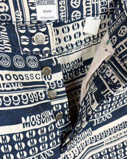 Moschino Jeans Jacquard All-over Jeans - Size: Tagged 34" - 90s - Vintage