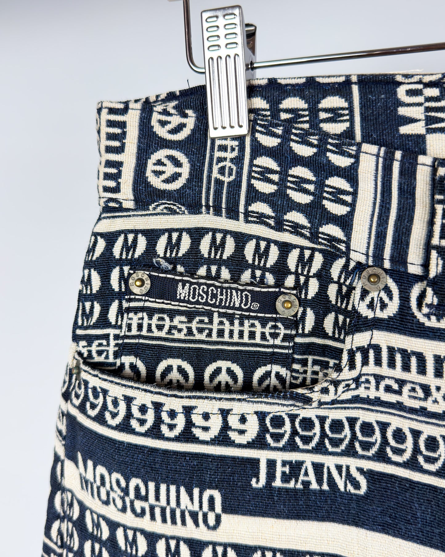 Moschino Jeans Jacquard All-over Jeans - Size: Tagged 34" - 90s - Vintage