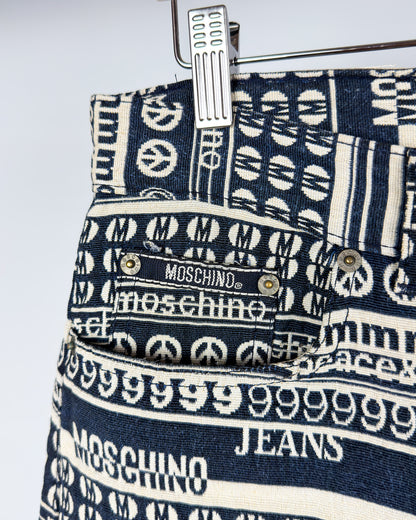 Moschino Jeans Jacquard All-over Jeans - Size: Tagged 34" - 90s - Vintage