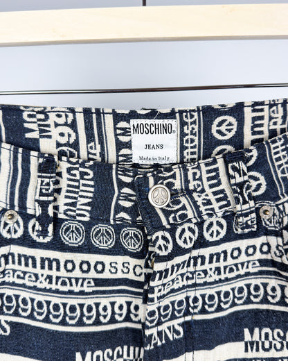 Moschino Jeans Jacquard All-over Jeans - Size: Tagged 34" - 90s - Vintage