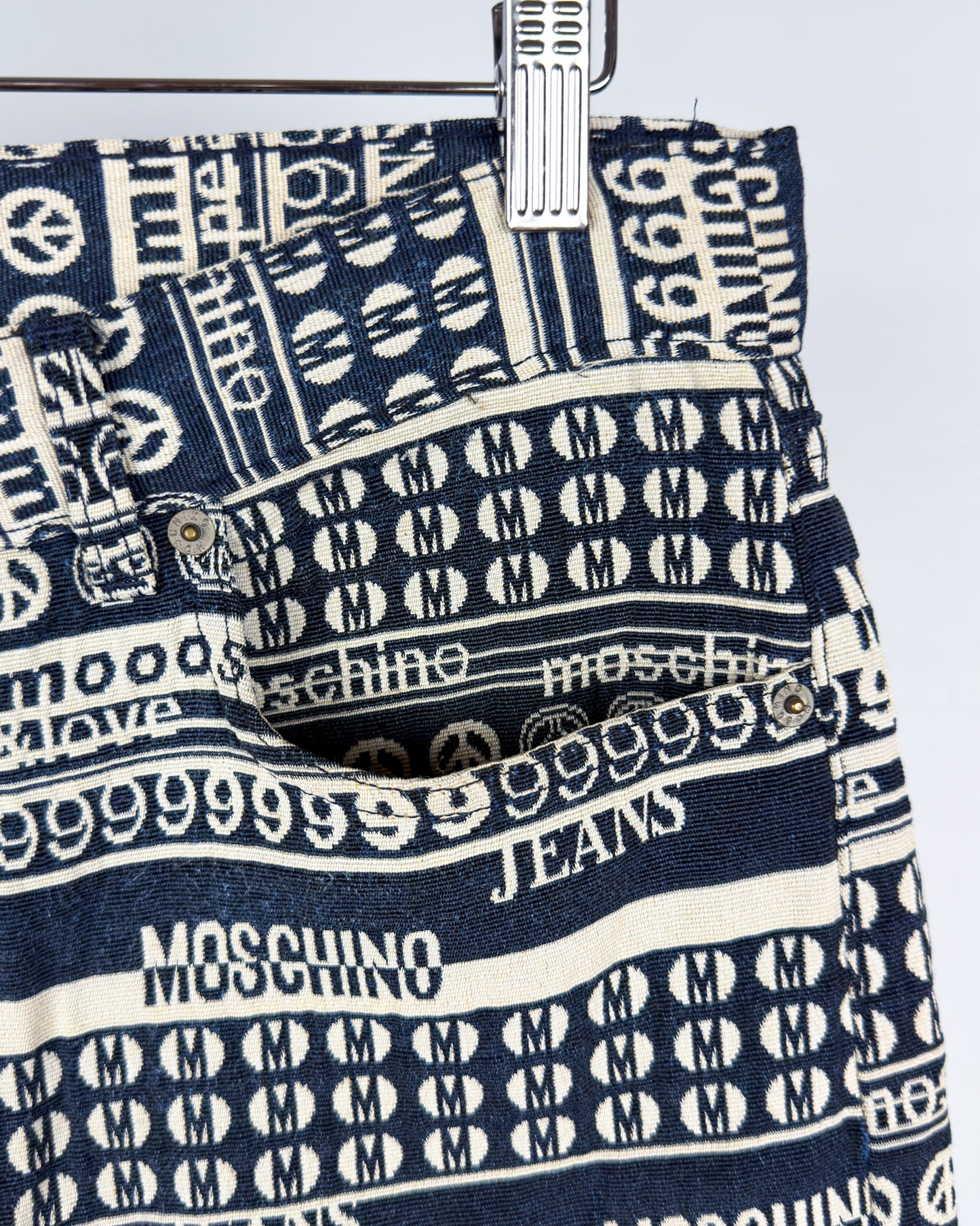 Moschino Jeans Jacquard All-over Jeans - Size: Tagged 34" - 90s - Vintage