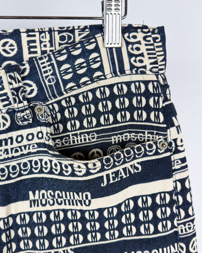 Moschino Jeans Jacquard All-over Jeans - Size: Tagged 34" - 90s - Vintage