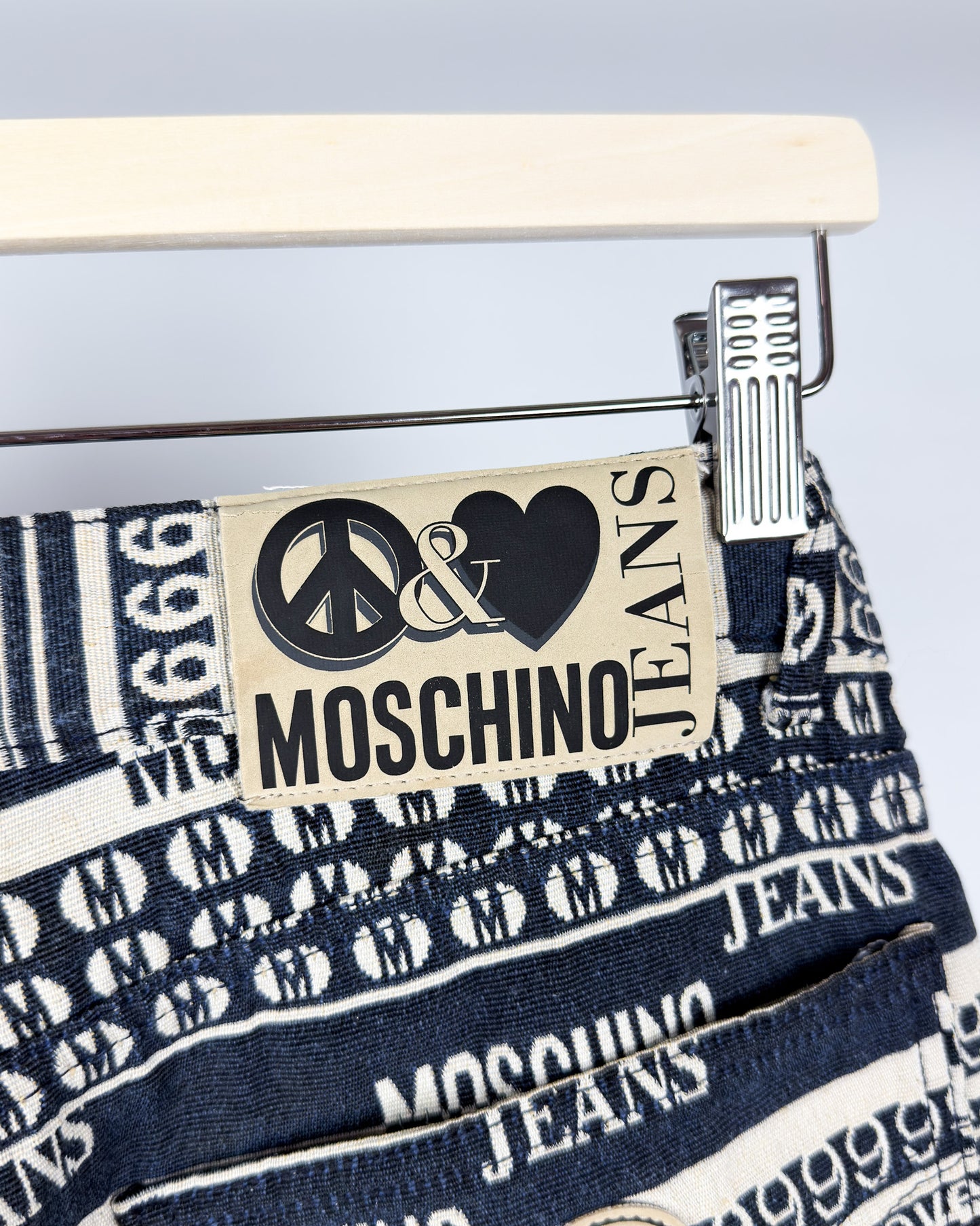 Moschino Jeans Jacquard All-over Jeans - Size: Tagged 34" - 90s - Vintage