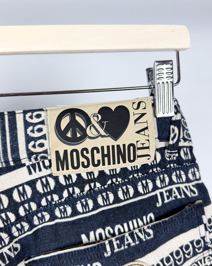 Moschino Jeans Jacquard All-over Jeans - Size: Tagged 34" - 90s - Vintage