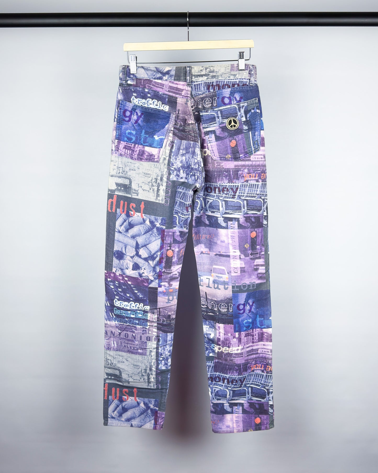 Moschino Moleskin Jeans 'Pollution' Printed Jeans - Size: 32” - Early 2000s - Vintage