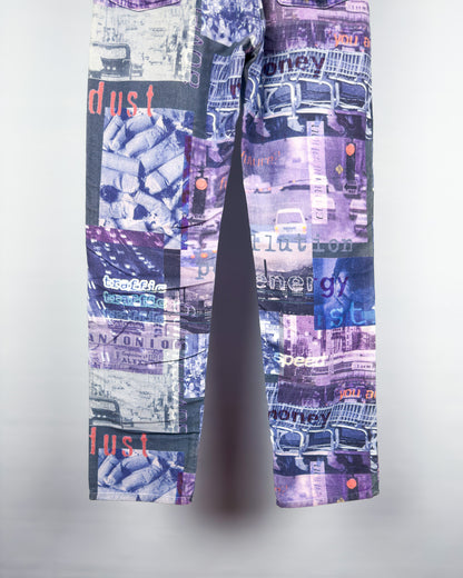 Moschino Moleskin Jeans 'Pollution' Printed Jeans - Size: 32” - Early 2000s - Vintage