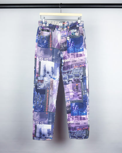 Moschino Moleskin Jeans 'Pollution' Printed Jeans - Size: 32” - Early 2000s - Vintage