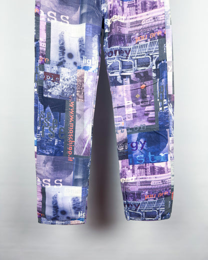 Moschino Moleskin Jeans 'Pollution' Printed Jeans - Size: 32” - Early 2000s - Vintage